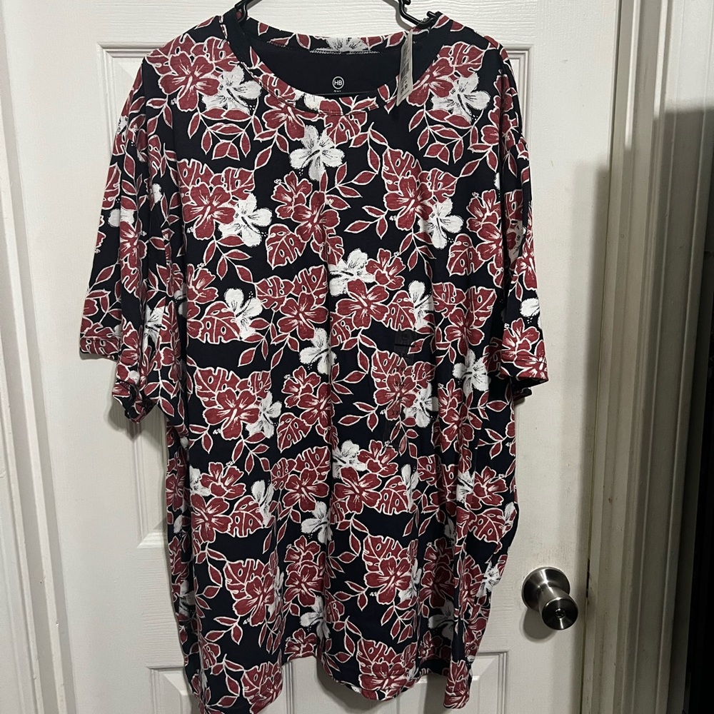 NWT DXL HB Men’s Floral Print T-Shirt Size 3XL Red/Blue/White